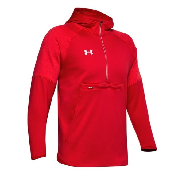 Men's Red Under Armour Fleece Anorak Jacket - Picture 1 of 1